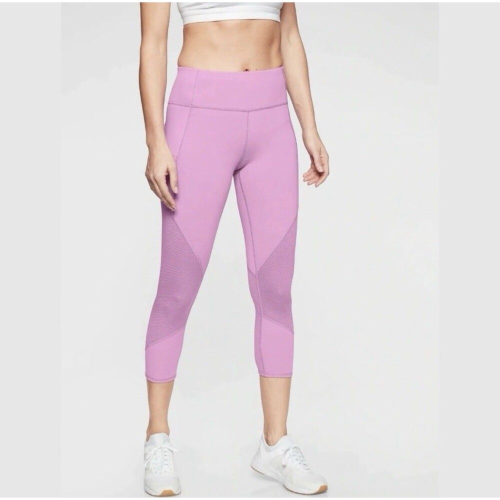 Athleta Mesh Contender Capri Leggings in “Violet Blush” Women’s Size S